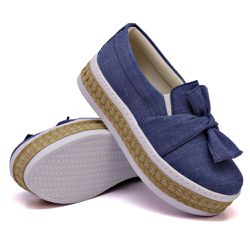 Slip On Laço Sola Alta Jeans Claro Corda DKShoes - Rilu Fashion