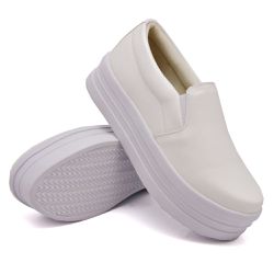 Slip On Liso Sola Alta Branco DKShoes - Rilu Fashion