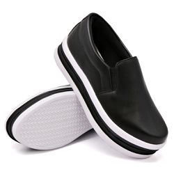 Slip On Liso Sola Alta Preto DKShoes - Rilu Fashion