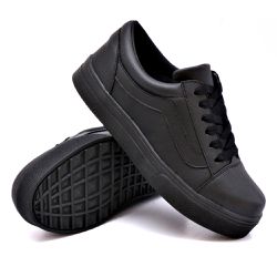 Tênis Casual Listra Preto Sola Preta DKShoes - Rilu Fashion