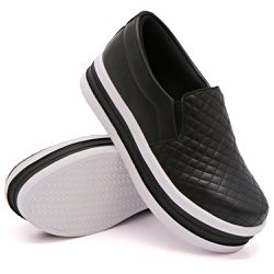 Slip On Matelassê Sola Alta Preto DKShoes - Rilu Fashion