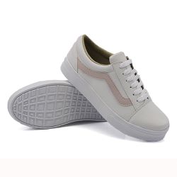 Tênis Casual Listra Branco com Rosê DKShoes - Rilu Fashion