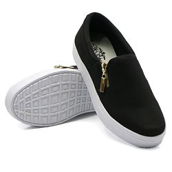 Slip On Calce Fácil Zíper Preto DKShoes - Rilu Fashion