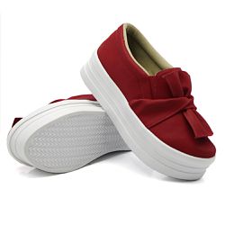 Slip On Laço Sola Alta Vermelho DKShoes - Rilu Fashion