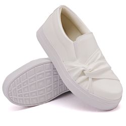 Slip On Nó Lateral Listra Branco DKShoes - Rilu Fashion