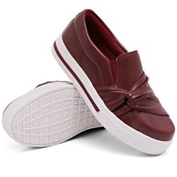 Slip On Nó Lateral Listra Marsala DKShoes - Rilu Fashion