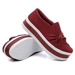 Slip On Nó Lateral Sola Alta Vermelho DKShoes - Rilu Fashion