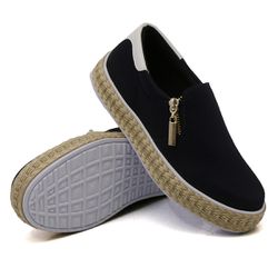 Slip On Zíper Azul Marinho Verniz Branco Corda DKShoes - Rilu Fashion