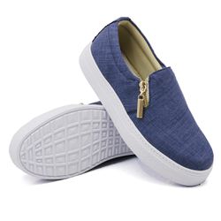 Slip On Calce Fácil Zíper Jeans Claro DKShoes - Rilu Fashion