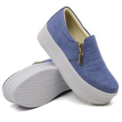 Slip On Zíper Sola Alta Jeans Claro DKShoes - Rilu Fashion