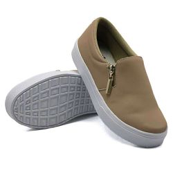 Slip On Calce Fácil Zíper Rosê DKShoes - Rilu Fashion