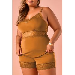 Baby Doll Ritati Plus Size em Liganete e Renda Dam... - RITATI LINGERIE