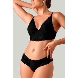 Conjunto Ritati em Microfibra Texturada e Renda - ... - RITATI LINGERIE