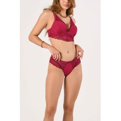 Conjunto Ritati em Microfibra Texturada e Renda - ... - RITATI LINGERIE