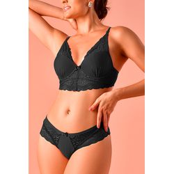 Conjunto Ritati em Microfibra Texturada e Renda - ... - RITATI LINGERIE