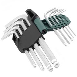 Jogo de Chaves Hexagonal Abaulada Longa 9 Peças 1,5mm à 10mm (ST09105ASJ) - Sata