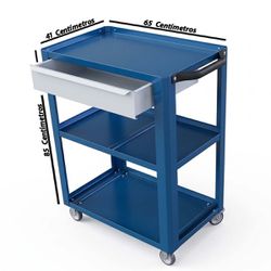 Carrinho Para Ferramentas Aberto Com 1 Gaveta Azul (CS02) - Fercar