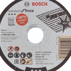 Disco de Corte Inox 4.1/2'' (115x1mm Reto - 10 Uni.) - Bosch 