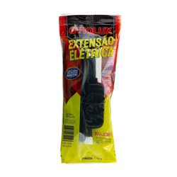 Extensão 5m Tripolar com 3 Tomadas Preta - Fiolux