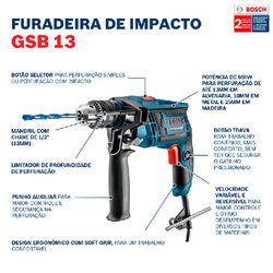Furadeira de Impacto Bosch GSB 16 RE 750W