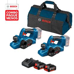 Combo Pague Menos Bosch 18V - Plaina GHO 18V-LI, 18V+ Plaina GHO 18V-LI, 2 baterias 18V 4,0Ah 1 carregador e 1 bolsa