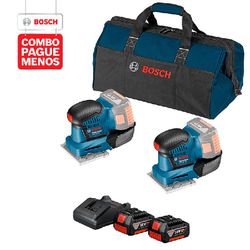 Combo Pague Menos Bosch 18V - Lixadeira GSS 18V-10, 18V + Lixadeira GSS 18V-10, 2 baterias 18V 4,0Ah 1 carregador e 1 bolsa