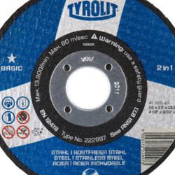 Disco de Corte 2 Telas 4.1/2" x 3/32" x 7/8" - Basic 2in1 - 222997 - TYROLIT