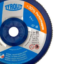 Disco de Lixa Flap Plano 180mm Grana 60 - Basic 28N - 34318579 - TYROLIT