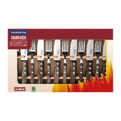 Jogo de Talheres Jumbo p/ Churrasco 12 Peças Polywood Castanho - Tramontina