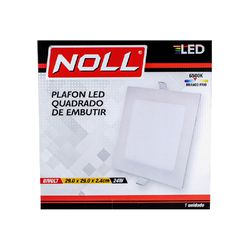 Plafon LED Branco Quadrado de Embutir 24W 6.500K - Noll