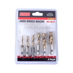 Jogo de Brocas Macho de Titânio Aço Rápido 6 Peças 531,0001 - ROCAST