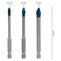 Jogo de brocas Bosch EXPERT HEX-9 Hard Ceramic 5/6/8mm, 3 peças