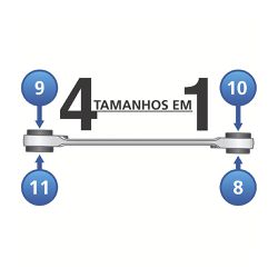 Chave com Catraca 4 Bocas 9/16''x5/8''x11/16''x3/4'' Tramontina PRO