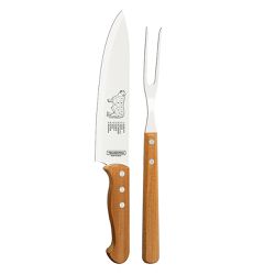 Jogo para Churrasco em Inox Cabo Madeira Natural com Tábua de Madeira 3 Peças - Tramontina 