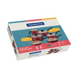 Jogo de Panelas Turim Antiaderente Starflon Max Vermelho 6 Peças - Tramontina 