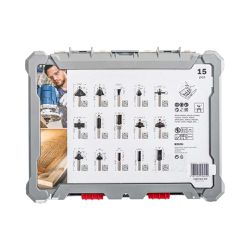 Jogo de fresas misto Bosch Standard encaixe de 1/4'' 15 peças