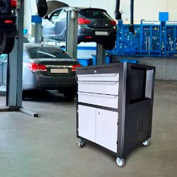 Carrinho Fechado Para Ferramentas com 03 Gavetas Preto + Brinde FERCAR