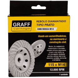 Rebolo Diamantado Tipo Prato c/ Rosca 115xM14mm (573,0005) - Graff Vantage