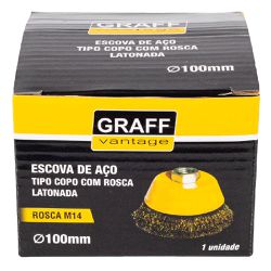 Escova de Aço Latonado tipo Copo c/ Rosca 100xM14mm (571,0015) - Graff Vantage