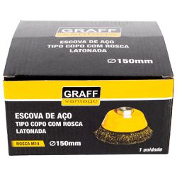 Escova de Aço Latonado tipo Copo c/ Rosca 150xM14'' (571,0016) - Graff Vantage