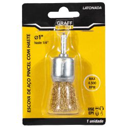 Escova de Aço Latonado tipo Pincel c/ Haste 1x1/4'' (571,0013) - Graff Vintage