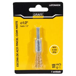 Escova de Aço Latonado tipo Pincel c/ Haste 1/2''x1/4'' (571,0010) - Graff Vintage