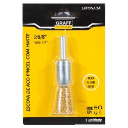 Escova de Aço Latonado tipo Pincel c/ Haste 5/8''x1/4'' (571,0011) - Graff Vintage