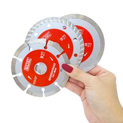Kit Disco Diamantado Segmentado - Turbo - Liso C/ 3 pçs (34,0018) - Rocast 