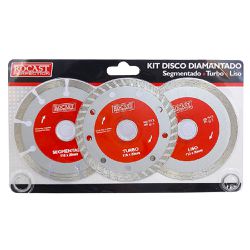 Kit Disco Diamantado Segmentado - Turbo - Liso C/ 3 pçs (34,0018) - Rocast 