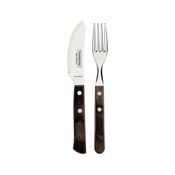 Jogo de Talheres para Pizza em Inox e Cabo Polywood Castanho 8 Peças - Tramontina 