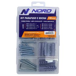 Kit Parafuso Cabeça Panela e Bucha 130 Peças (44,0001) - Nord