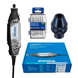 Kit Dremel (3000) + Mandril de Aperto (4486) + 11 Acessórios (729)