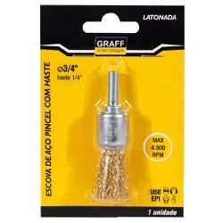 Escova de Aço Latonado tipo Pincel c/ Haste 3/4''x1/4'' (571,0012) - Graff Vintage
