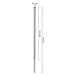 Broca para concreto Bosch EXPERT SDS Max-8X Diâmetro25 x 600 x 720 mm